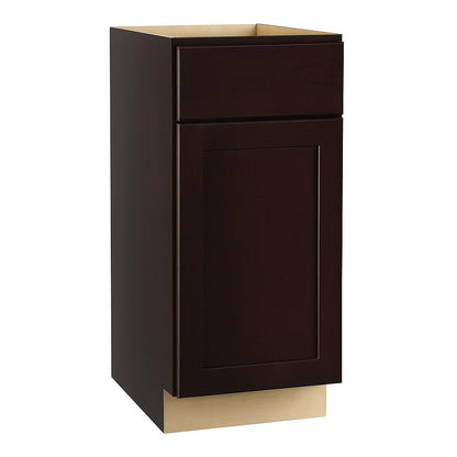 Shaker 15 in W x 24 in D x 34 5 in H Assembled Base Kitchen Cabinet in Java with Ball Bearing Drawer Glides