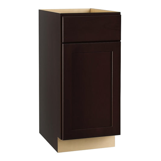 Shaker 15 in W x 24 in D x 34 5 in H Assembled Base Kitchen Cabinet in Java with Ball Bearing Drawer Glides