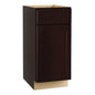 Shaker 15 in W x 24 in D x 34 5 in H Assembled Base Kitchen Cabinet in Java with Ball Bearing Drawer Glides