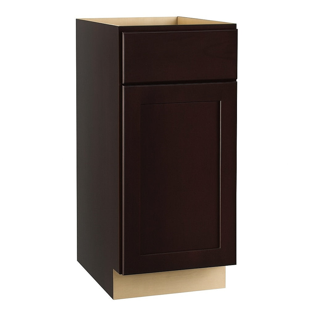 Shaker 15 in W x 24 in D x 34 5 in H Assembled Base Kitchen Cabinet in Java with Ball Bearing Drawer Glides