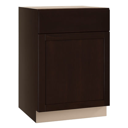 Shaker 24 in. W x 24 in. D x 34.5 in. H Assembled Base Kitchen Cabinet in Java with Ball-Bearing Drawer Glides