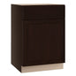 Shaker 24 in. W x 24 in. D x 34.5 in. H Assembled Base Kitchen Cabinet in Java with Ball-Bearing Drawer Glides