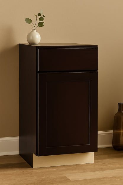 Shaker 24 in. W x 24 in. D x 34.5 in. H Assembled Base Kitchen Cabinet in Java with Ball-Bearing Drawer Glides