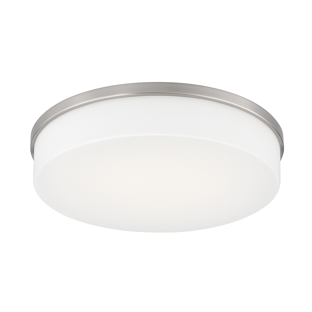 Hampton Bay 32 in. Transitional Brushed Nickel Integrated Dimmable LED Flush Mount with Frosted Plastic Lens for Kitchen