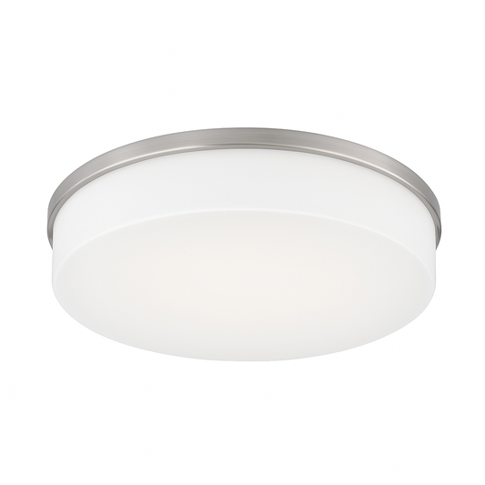 Hampton Bay 32 in. Transitional Brushed Nickel Integrated Dimmable LED Flush Mount with Frosted Plastic Lens for Kitchen