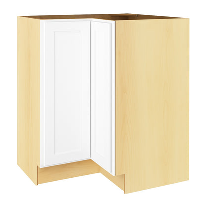 Hampton Bay Shaker 28 5 in W x 16 5 in D x 34 5 in H Assembled Lazy Susan Corner Base Kitchen Cabinet in Satin White