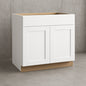 Shaker 36 in. W x 24 in. D x 34.5 in. H Assembled Sink Base Kitchen Cabinet in Satin White