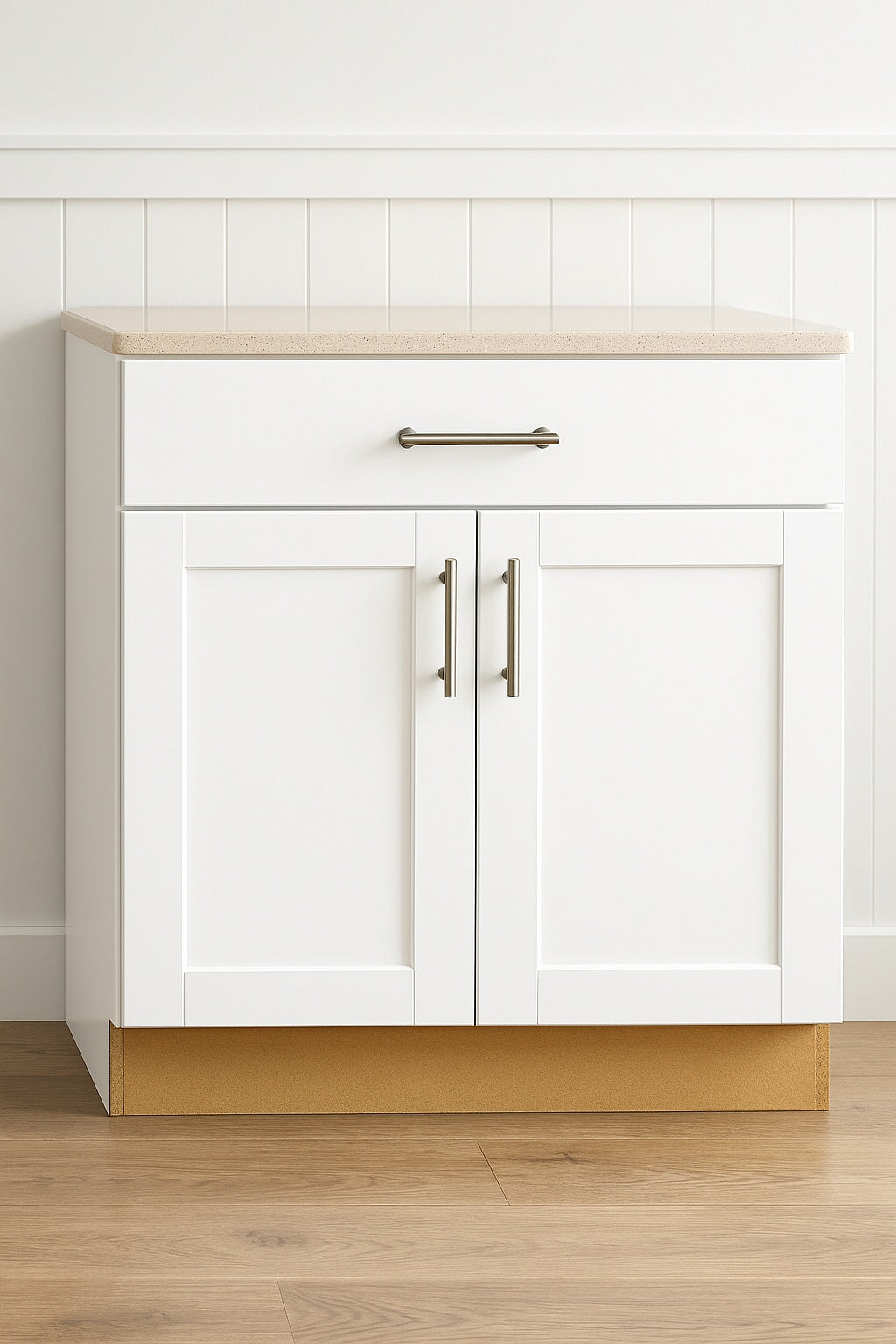 Hampton Bay Shaker 36 in W x 24 in D x 34 5 in H Assembled Sink Base Kitchen Cabinet in Satin White