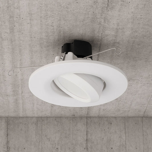 RA 5 in and 6 in White Integrated LED Recessed Ceiling Light Fixture Adjustable Gimbal Trim 90 CRI 3000K Soft White RA5606930WHR