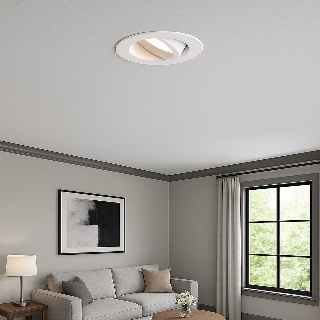 RA 5 in and 6 in White Integrated LED Recessed Ceiling Light Fixture Adjustable Gimbal Trim 90 CRI 3000K Soft White RA5606930WHR