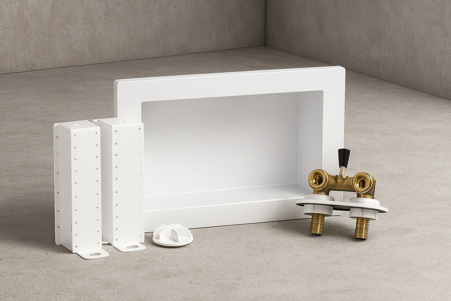 Quadtro 2 in. Copper Sweat Connection Washing Machine Outlet Box with Water Pressure Regulator