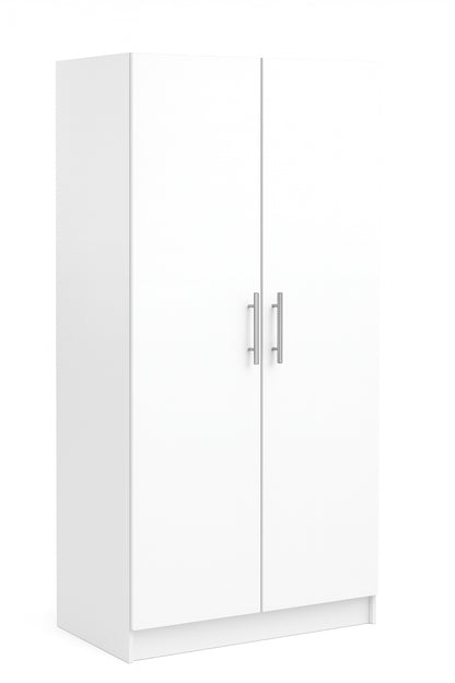 Prepac Elite 32 in. W x 65 in. H x 24.5 in. D 2-Shelf Engineered Wood Freestanding Cabinet Wardrobe Cabinet in White