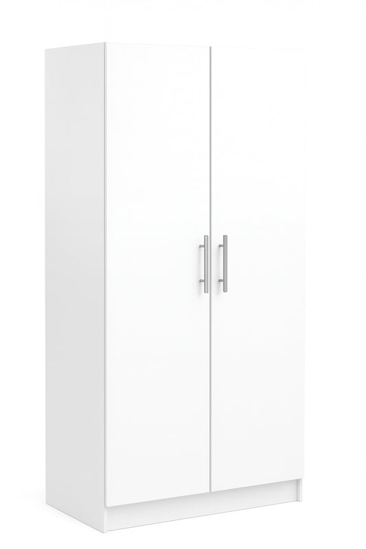 Prepac Elite 32 in. W x 65 in. H x 24.5 in. D 2-Shelf Engineered Wood Freestanding Cabinet Wardrobe Cabinet in White