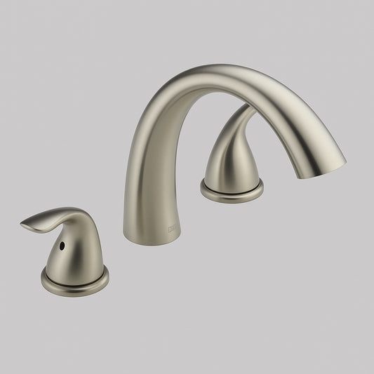 Delta Classic 2-Handle Deck-Mount Roman Tub Faucet Trim Kit Only in Stainless (Valve Not Included)
