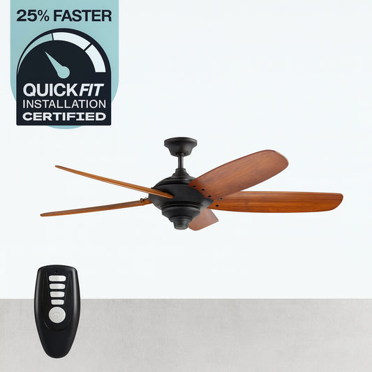 Home Decorators Collection Altura 56 in. Indoor Oil-Rubbed Bronze Ceiling Fan with Downrod, Remote and Reversible Motor; Light Kit Adaptable