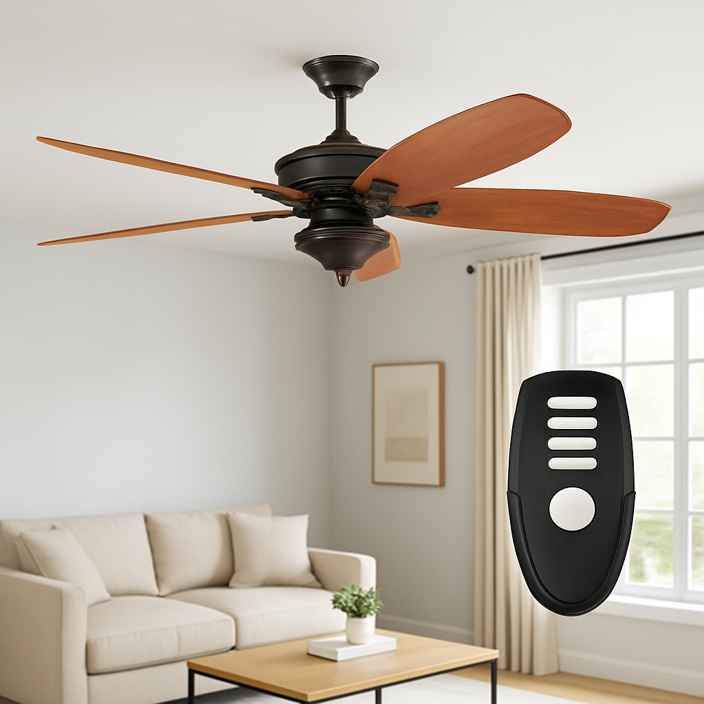 Home Decorators Collection Altura 56 in. Indoor Oil-Rubbed Bronze Ceiling Fan with Downrod, Remote and Reversible Motor; Light Kit Adaptable