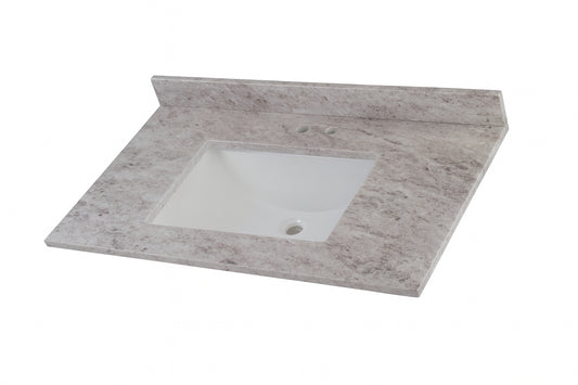 Home Decorators Collection 37 in. W x 22 in. D Ceramic White Rectangular Single Sink Vanity Top in Winter Mist