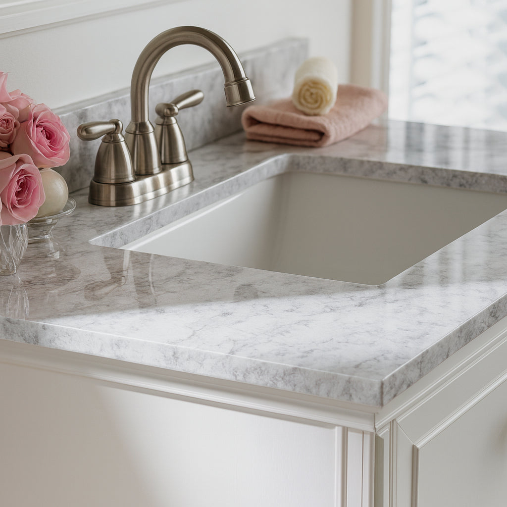 Home Decorators Collection 37 in. W x 22 in. D Ceramic White Rectangular Single Sink Vanity Top in Winter Mist