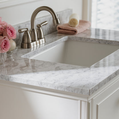 Home Decorators Collection 37 in. W x 22 in. D Ceramic White Rectangular Single Sink Vanity Top in Winter Mist
