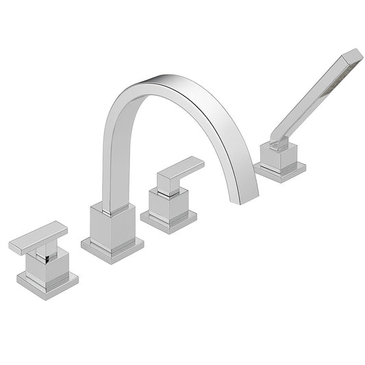 Delta Vero 2-Handle Deck-Mount Roman Tub Faucet with Hand Shower Trim Kit Only in Chrome (Valve Not Included)