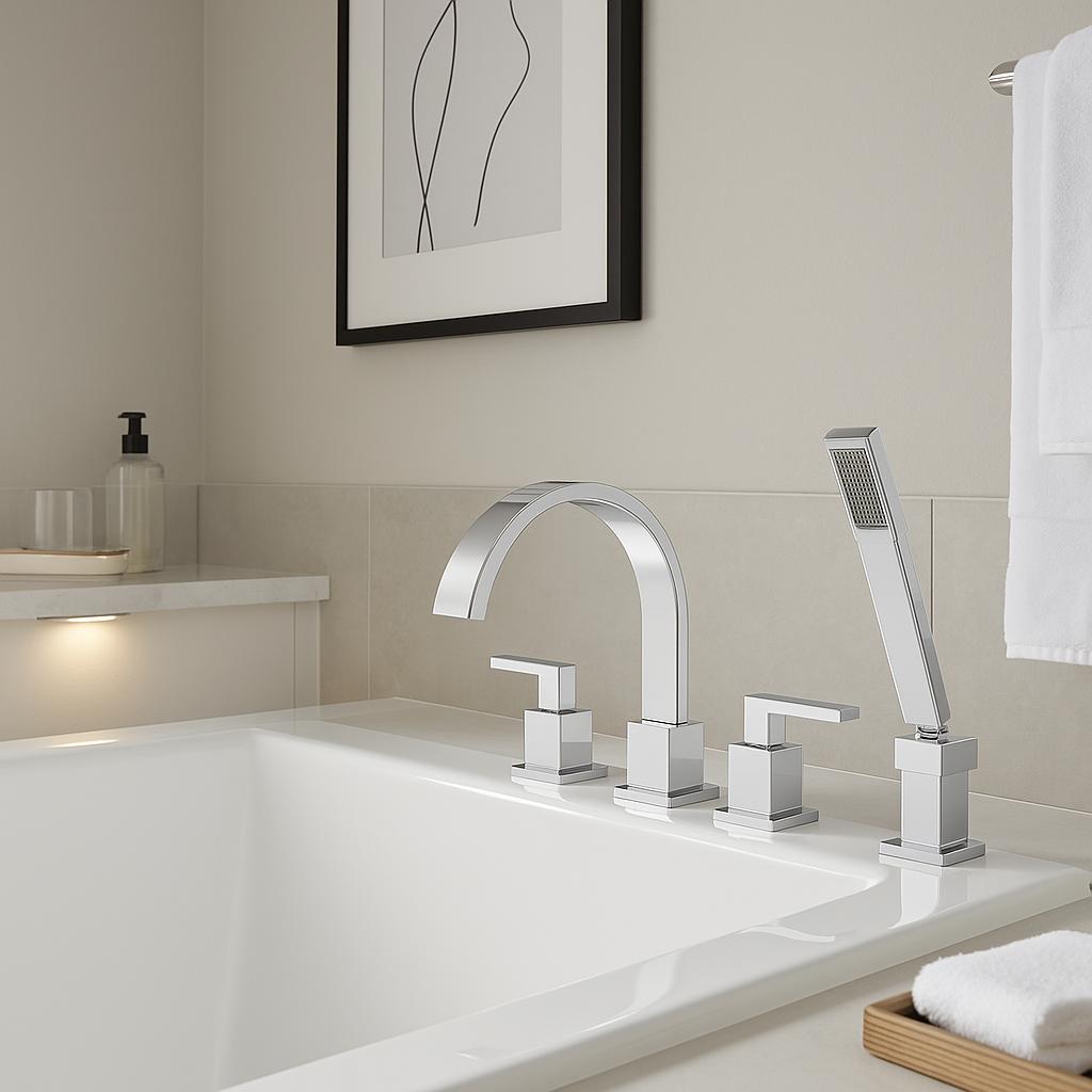 Delta Vero 2-Handle Deck-Mount Roman Tub Faucet with Hand Shower Trim Kit Only in Chrome (Valve Not Included)