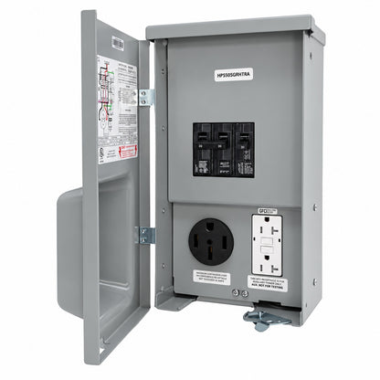 Connecticut Electric 60 Amp RV Panel Outlet with 50 Amp Receptacle Breakers and GFCI Duplex CESMPSC55GRHR