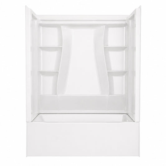 Delta Classic 500 60 in x 32 in Alcove Right Drain Deep Soaking Bathtub and Shower Combo in High Gloss White BVS2 C522 WH