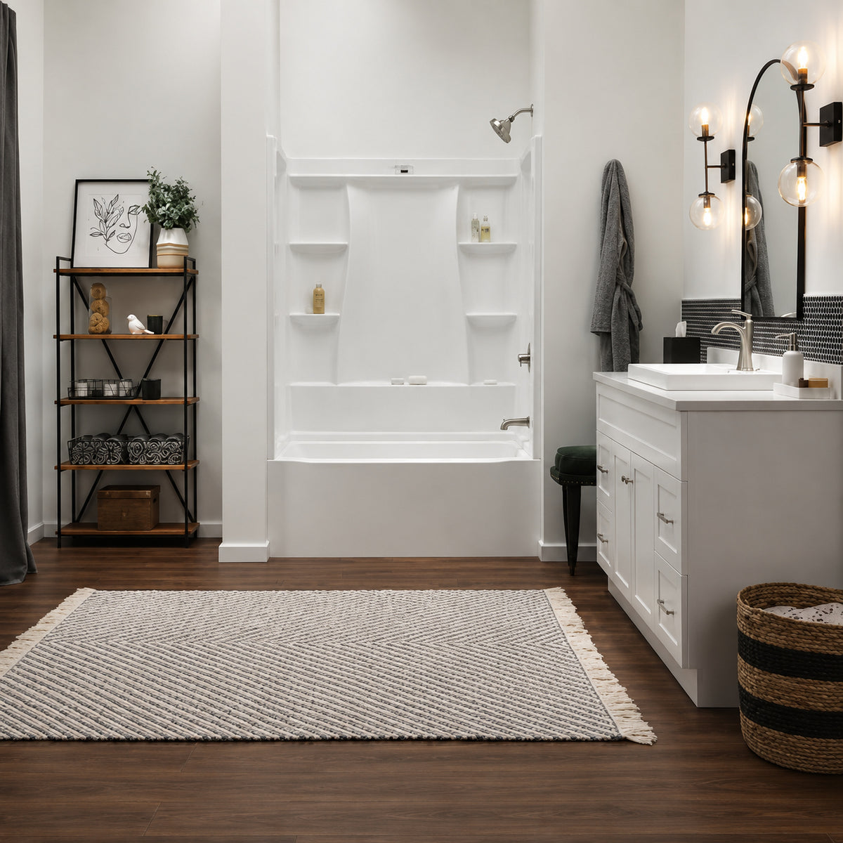 Delta Classic 500 60 in x 32 in Alcove Right Drain Deep Soaking Bathtub and Shower Combo in High Gloss White BVS2 C522 WH