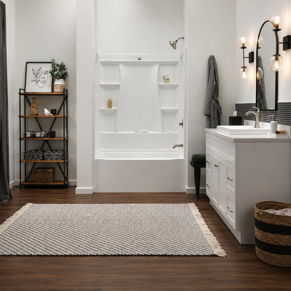 Delta Classic 500 60 in x 32 in Alcove Right Drain Deep Soaking Bathtub and Shower Combo in High Gloss White BVS2 C522 WH