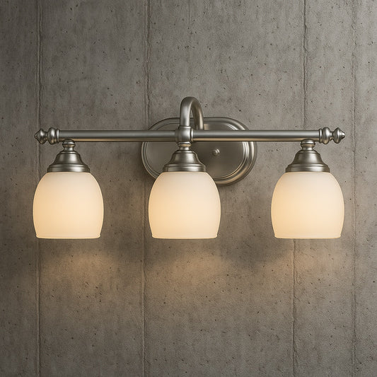 Home Decorators Collection Cedar Cove 3-Light Brushed Nickel Vanity Light with Etched Opal Glass Shades
