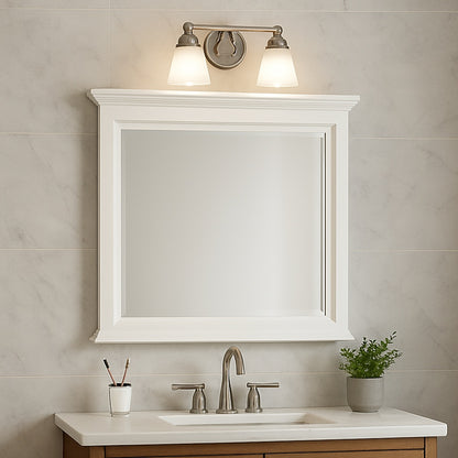 Naples 36 in. W x 32 in. H Rectangular Wood Framed Wall Bathroom Vanity Mirror in White