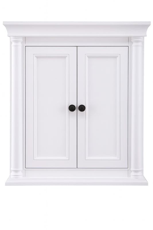 Home Decorators Collection Naples 26.5 in. W x 8 in. D x 32.8 in. H Bathroom Storage Wall Cabinet in White