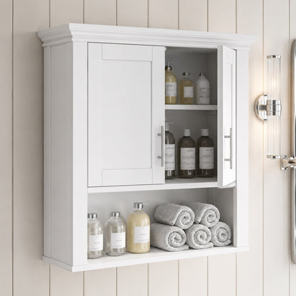 RiverRidge Home Somerset 22 88 in W x 24 38 in H x 7 88 in D 2 Door Bathroom Laundry Wall Mount Storage Medicine Cabinet in White 06 039