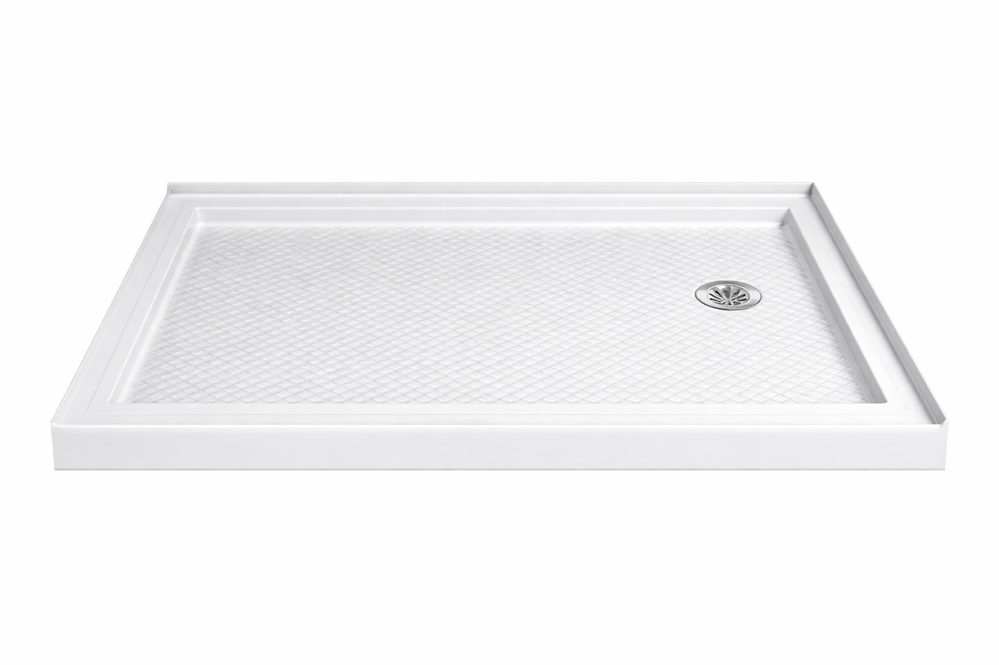 DreamLine SlimLine 60 in x 36 in Double Threshold Shower Pan Base in White with Right Hand Drain