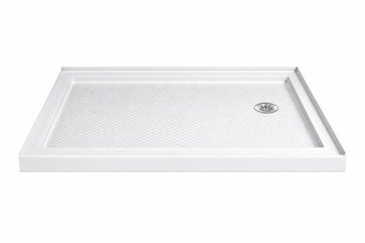 DreamLine SlimLine 60 in x 36 in Double Threshold Shower Pan Base in White with Right Hand Drain