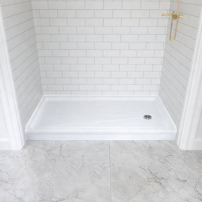 DreamLine SlimLine 60 in x 30 in Single Threshold Shower Pan Base in White with Right Hand Drain