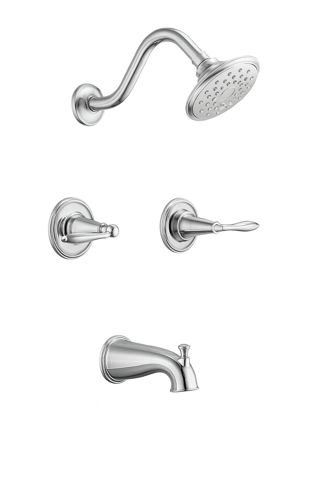 Oakmont 2 Handle 1 Spray Tub and Shower Faucet in Satin Nickel Valve Included 523480