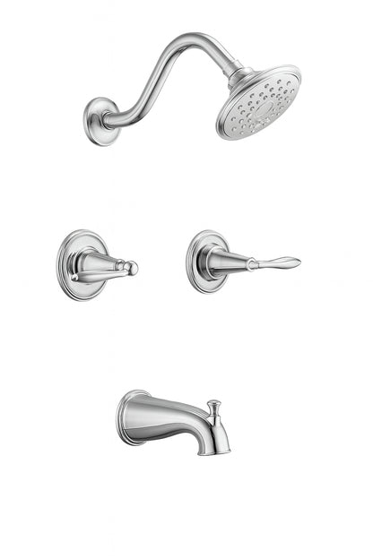 Oakmont 2 Handle 1 Spray Tub and Shower Faucet in Satin Nickel Valve Included 523480