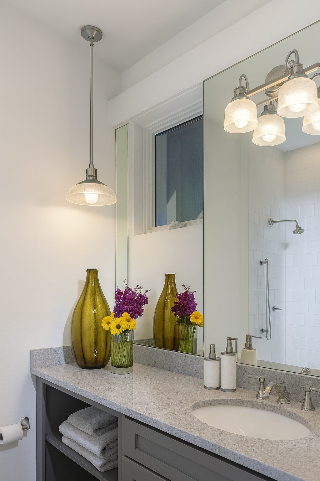 Progress Lighting Archie Collection 1 Light Chrome Pendant with Clear Prismatic Glass P5026 15