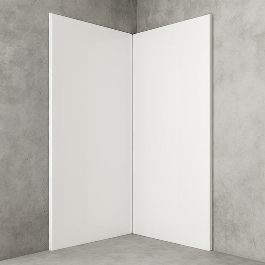 36 in. x 72 in. 2-piece Easy Up Adhesive Shower Wall Panels in White - Swanstone