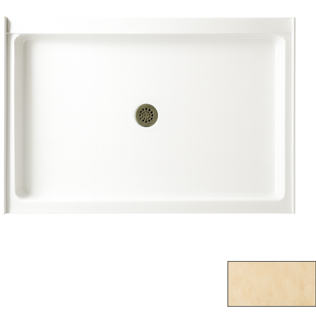 Swan 34 in. x 42 in. Solid Surface Single Threshold Center Drain Shower Pan in White