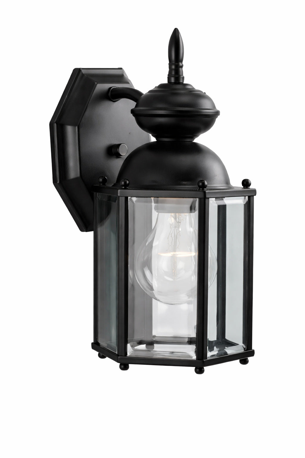 Progress Lighting BrassGUARD Lantern Collection 1 Light Matte Black Clear Beveled Glass Traditional Outdoor Wall Lantern Light