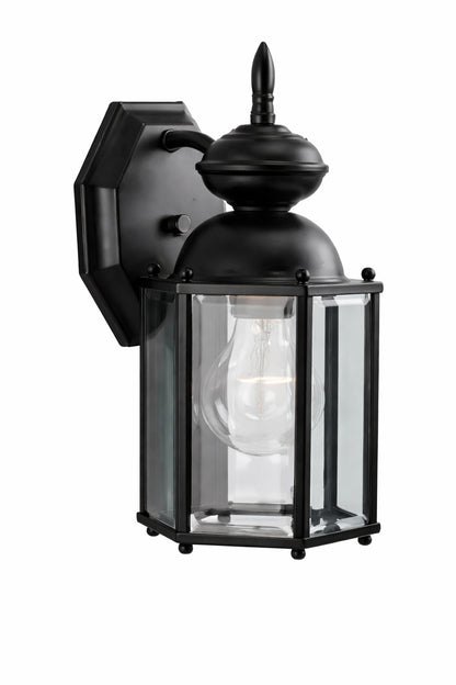 Progress Lighting BrassGUARD Lantern Collection 1 Light Matte Black Clear Beveled Glass Traditional Outdoor Wall Lantern Light