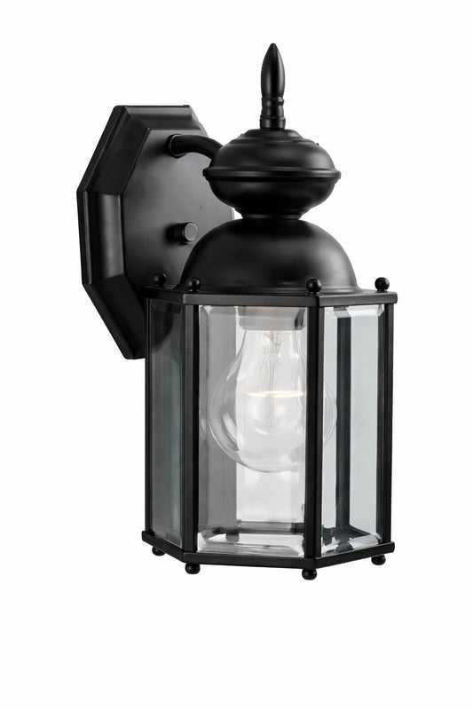 Progress Lighting BrassGUARD Lantern Collection 1 Light Matte Black Clear Beveled Glass Traditional Outdoor Wall Lantern Light