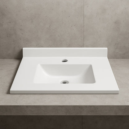 Swan Contour 43 in W x 22 in D Solid Surface Vanity Top with Sink in White