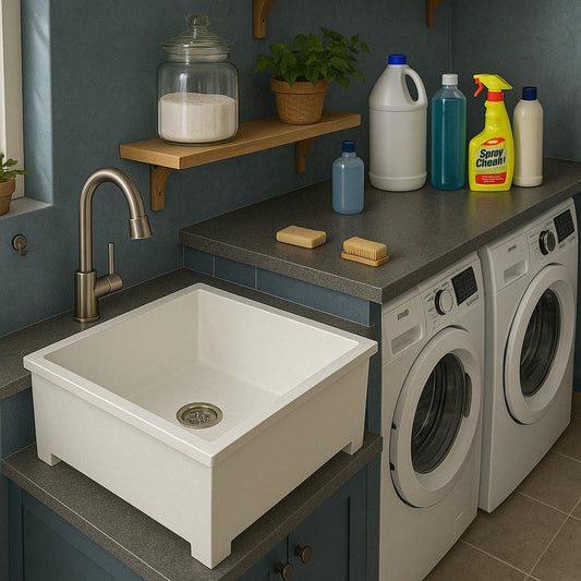 24 in. x 24 in. x 10 in. Service Mop Basin for 3 in. DWV in White 671031001894 MUSTEE