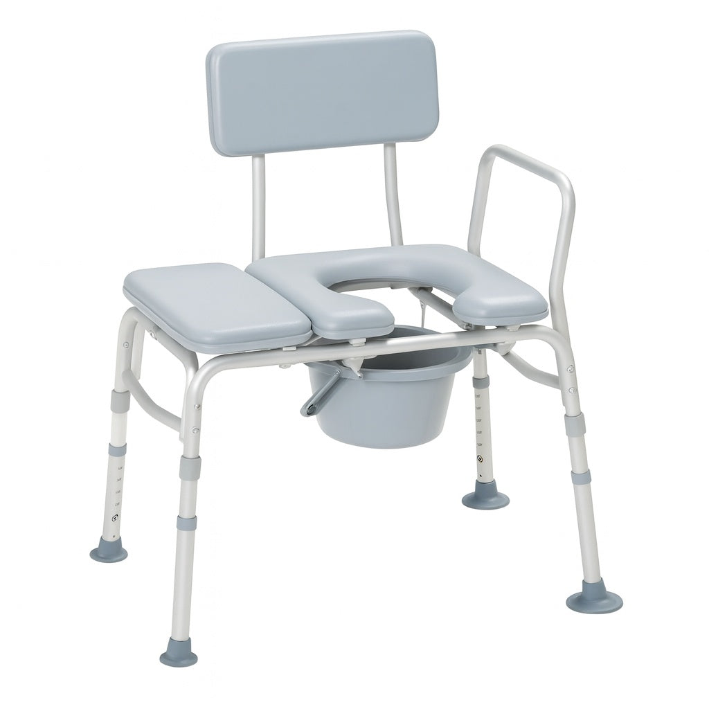 Drive Medical Padded Seat Transfer Bench with Commode Opening