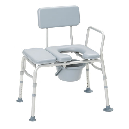 Drive Medical Padded Seat Transfer Bench with Commode Opening