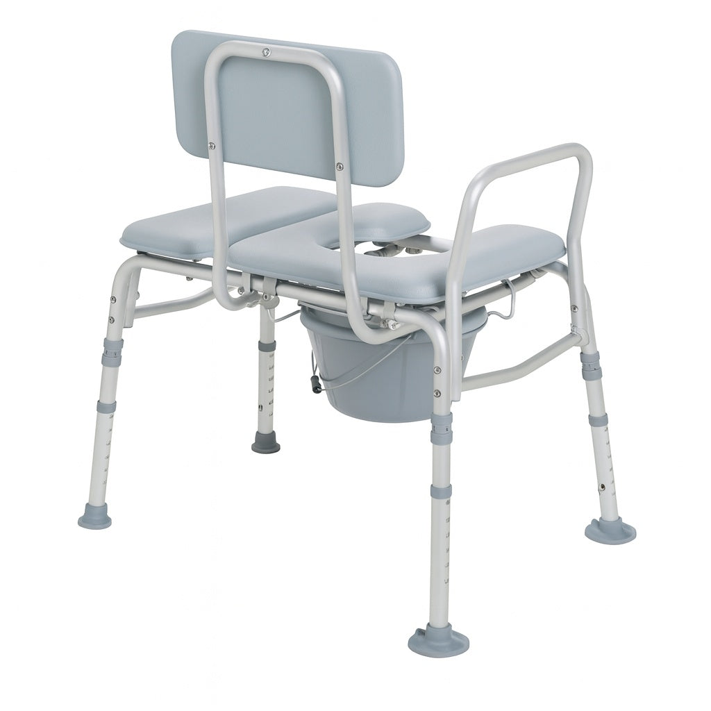 Drive Medical Padded Seat Transfer Bench with Commode Opening