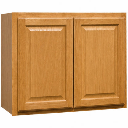 Hampton Bay Hampton 30 in W x 15 in D x 24 in H Assembled Wall Bridge Kitchen Cabinet in Medium Oak